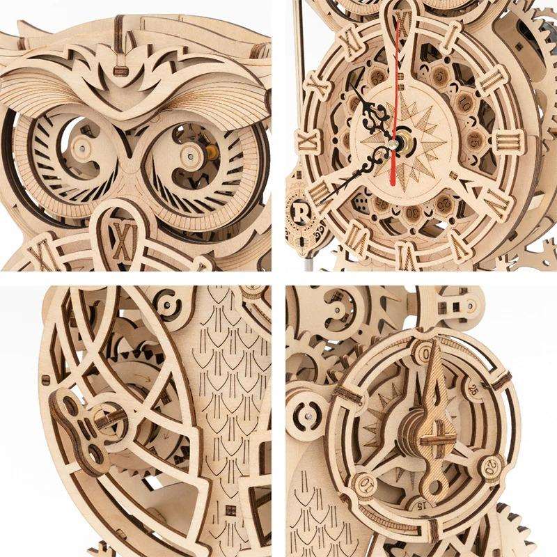 Owl Clock Mechanical Gears 3D Wooden Puzzle