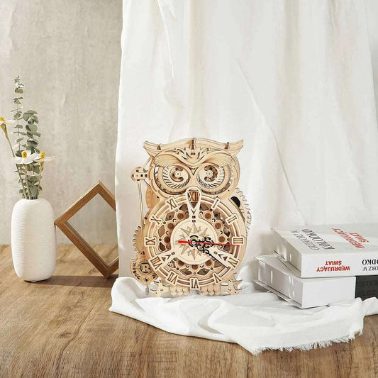 Owl Clock Mechanical Gears 3D Wooden Puzzle LK503 ROKR