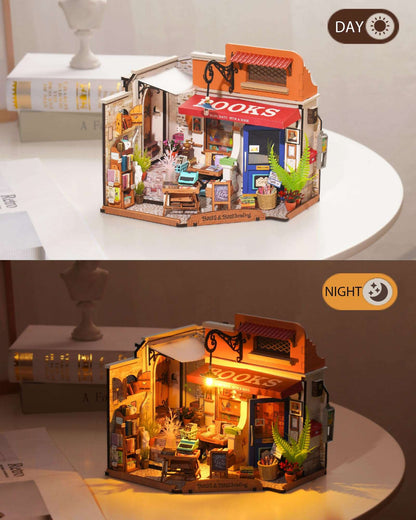 Corner Bookstore DIY Miniature House Kit