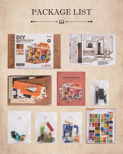 Corner Bookstore DIY Miniature House Kit