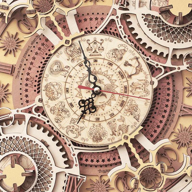 Zodiac Wall Clock Mechanical Time Art Engine