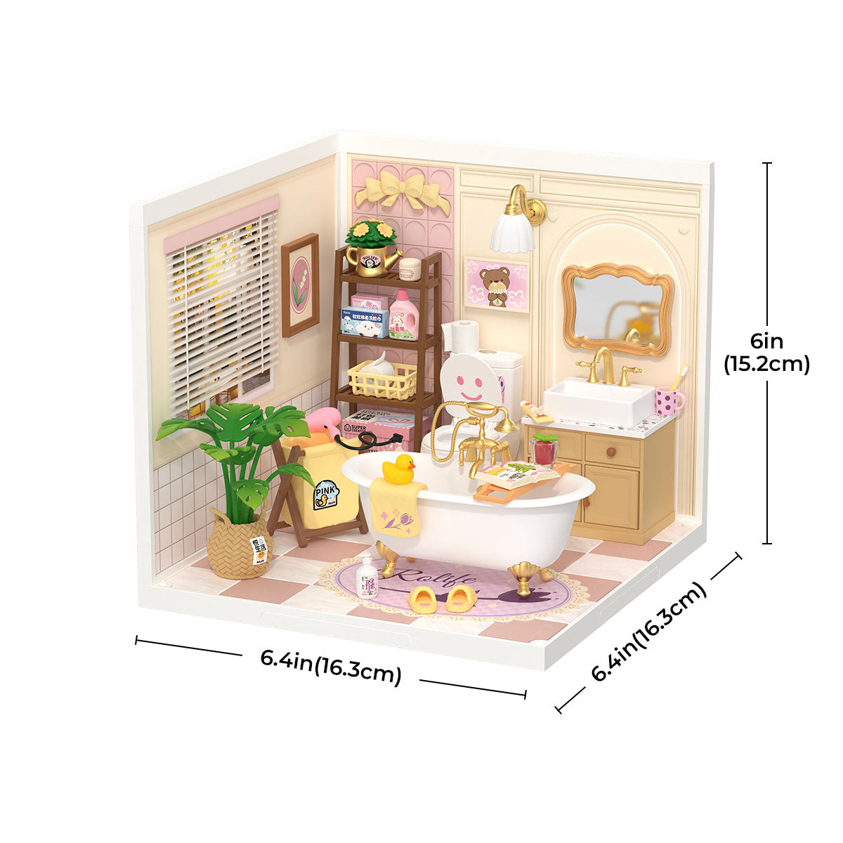 Rolife Pop Bubble Bathroom Plastic DIY Miniatyrhus DW014B