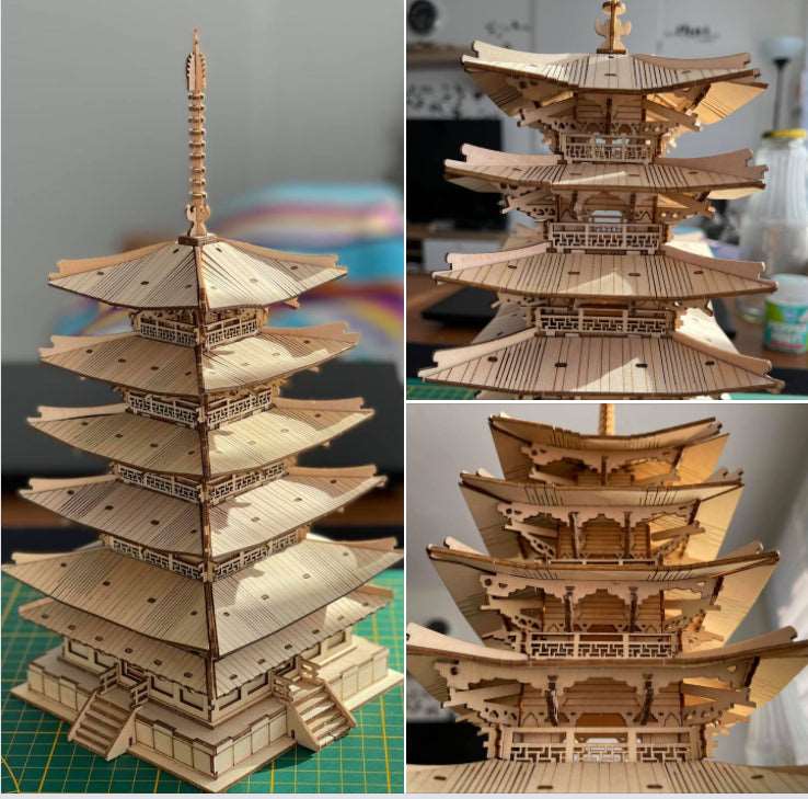 DIY Five-storied Pagoda 3D Wooden Puzzle