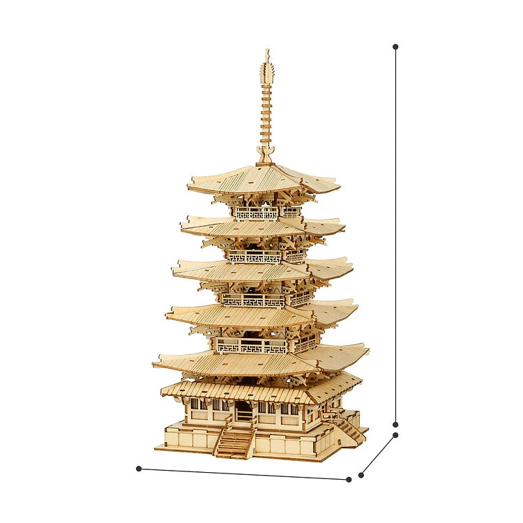 DIY Fem våningar Pagoda 3D Tträpussel