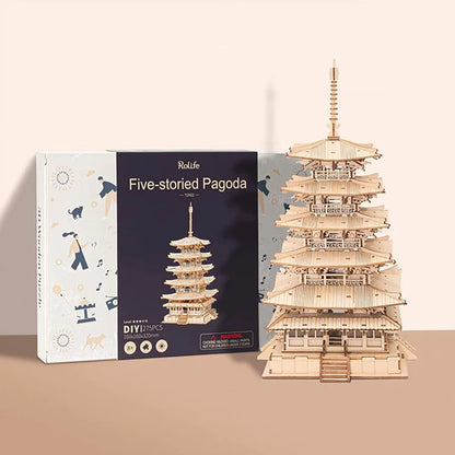 DIY Five-storied Pagoda 3D Wooden Puzzle