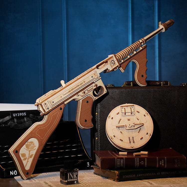 Thompson Submachine Toy Gun 3D Wooden Puzzle ROKR LQB01