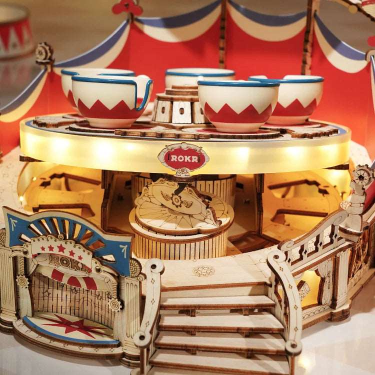 Tilt-A-Whirl DIY Music Box 3D Wooden Puzzle