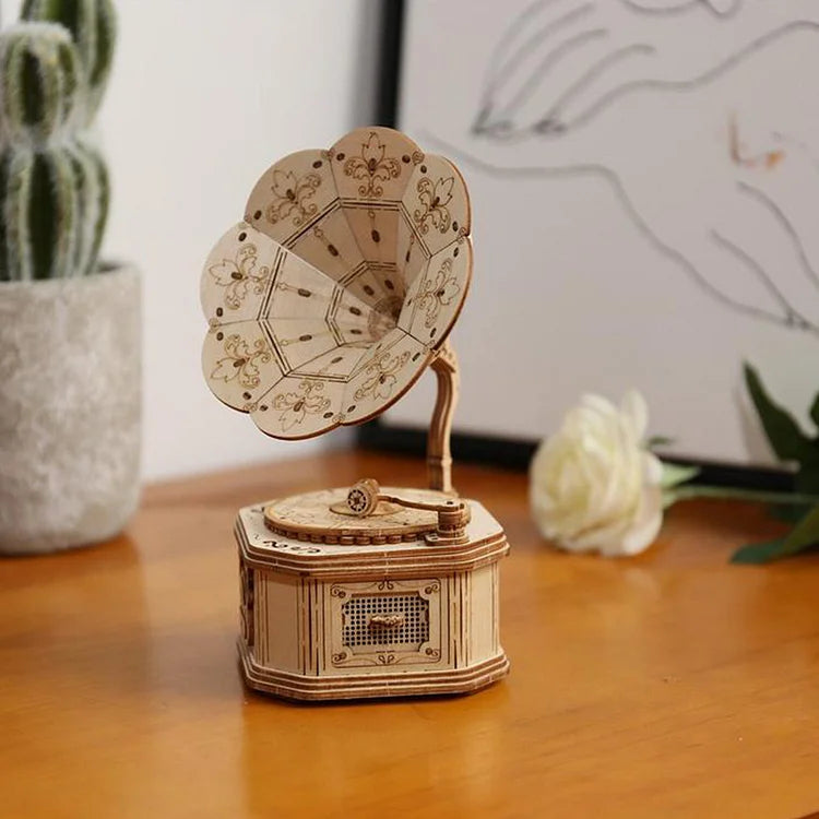 Gramophone Model 3D Wooden Puzzle Rolife