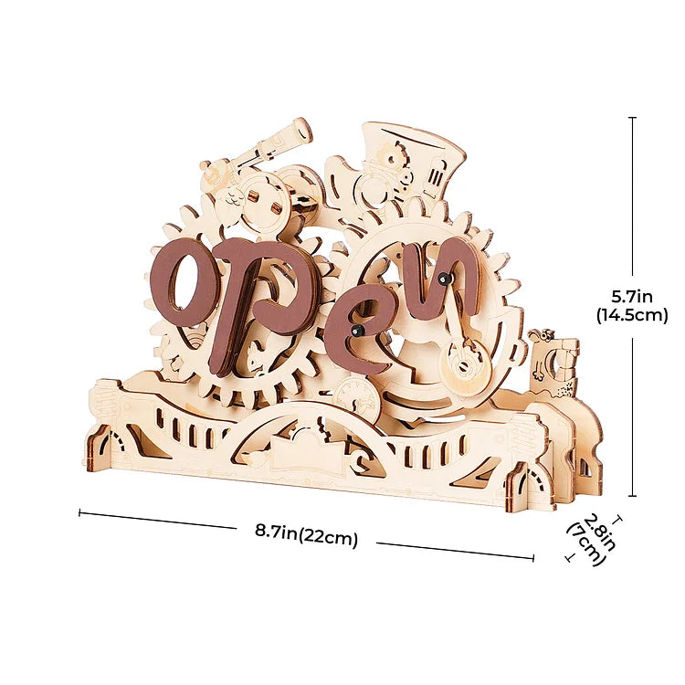 Öppna stängt tecken 3D träpussel