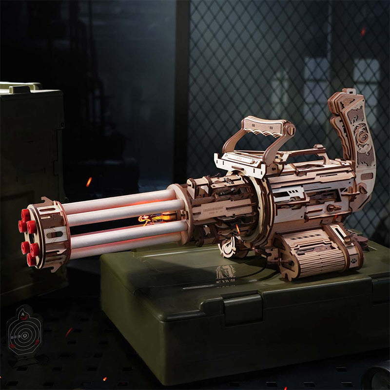 Rotating-Barrel Machine Toy Gun 3D Wooden Puzzle LQA01