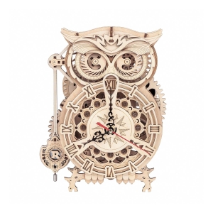 Owl Clock Mechanical Gears 3D-träpussel LK503