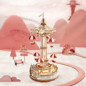 Parachute Tower DIY Music Box 3D Wooden Puzzle EA01