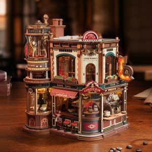 ROKR Dream Coffee Factory Music Box Wooden 3D Puzzle EAB02