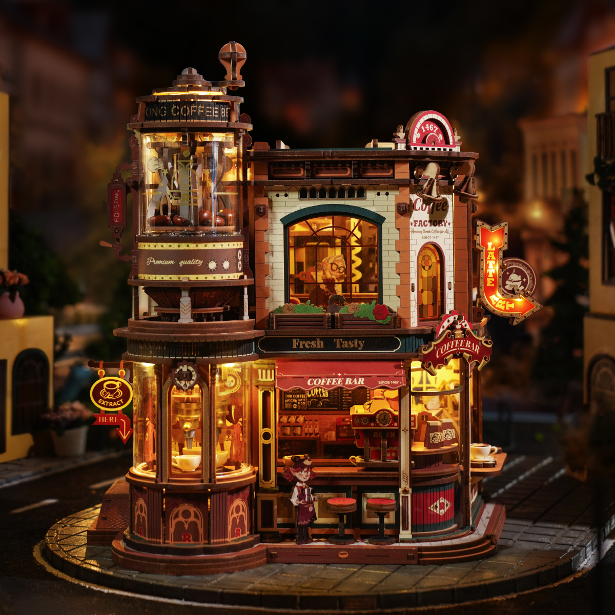 ROKR Dream Coffee Factory Music Box Wooden 3D Puzzle EAB02