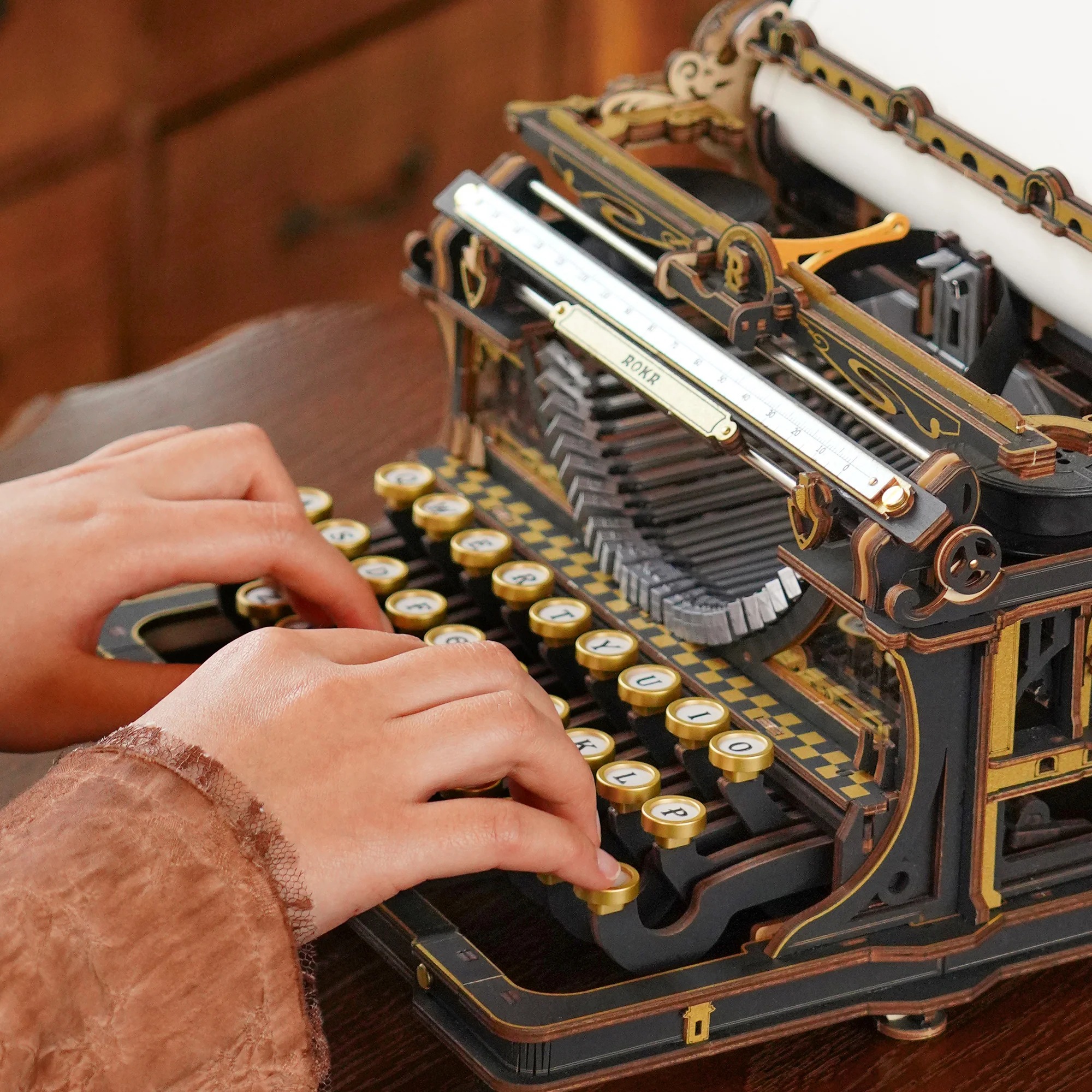 ROKR Mechanical Typewriter Wooden 3D Puzzle LK703
