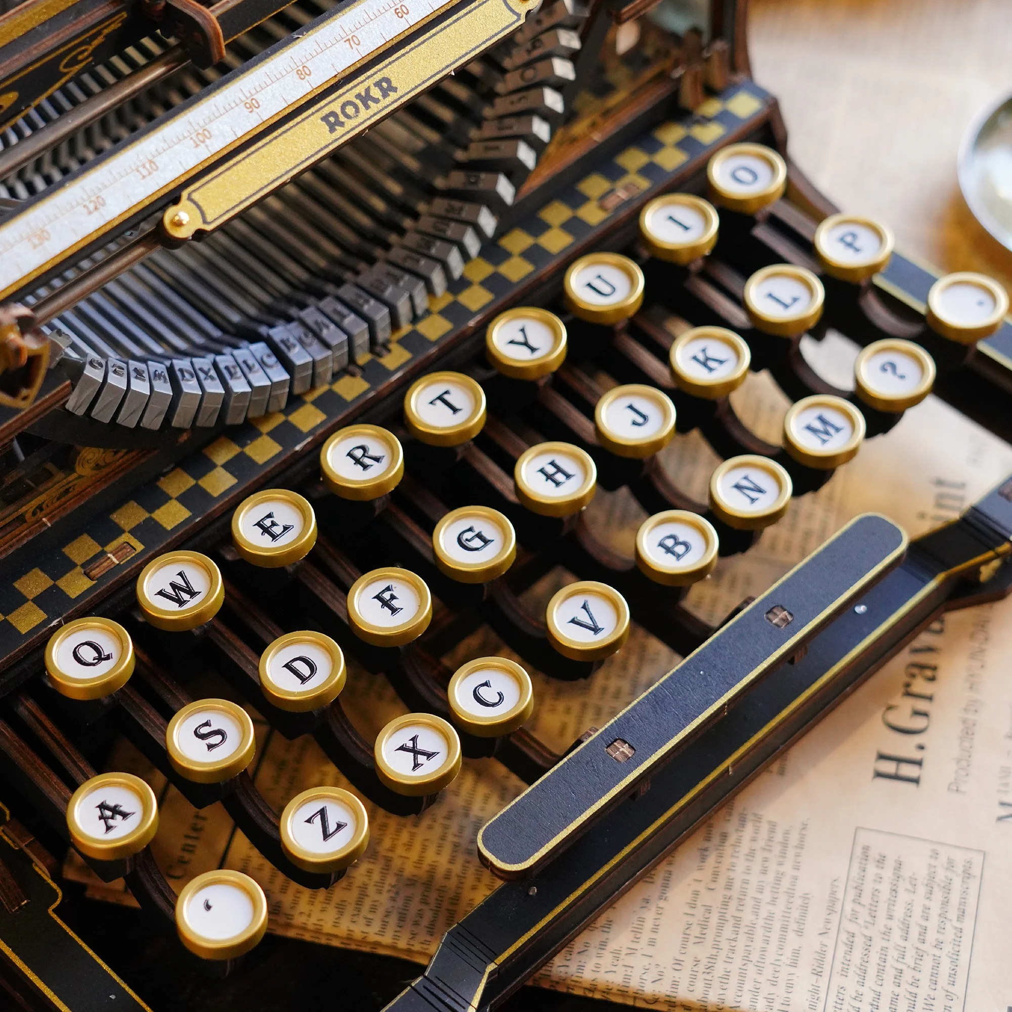 ROKR Mechanical Typewriter Wooden 3D Puzzle LK703